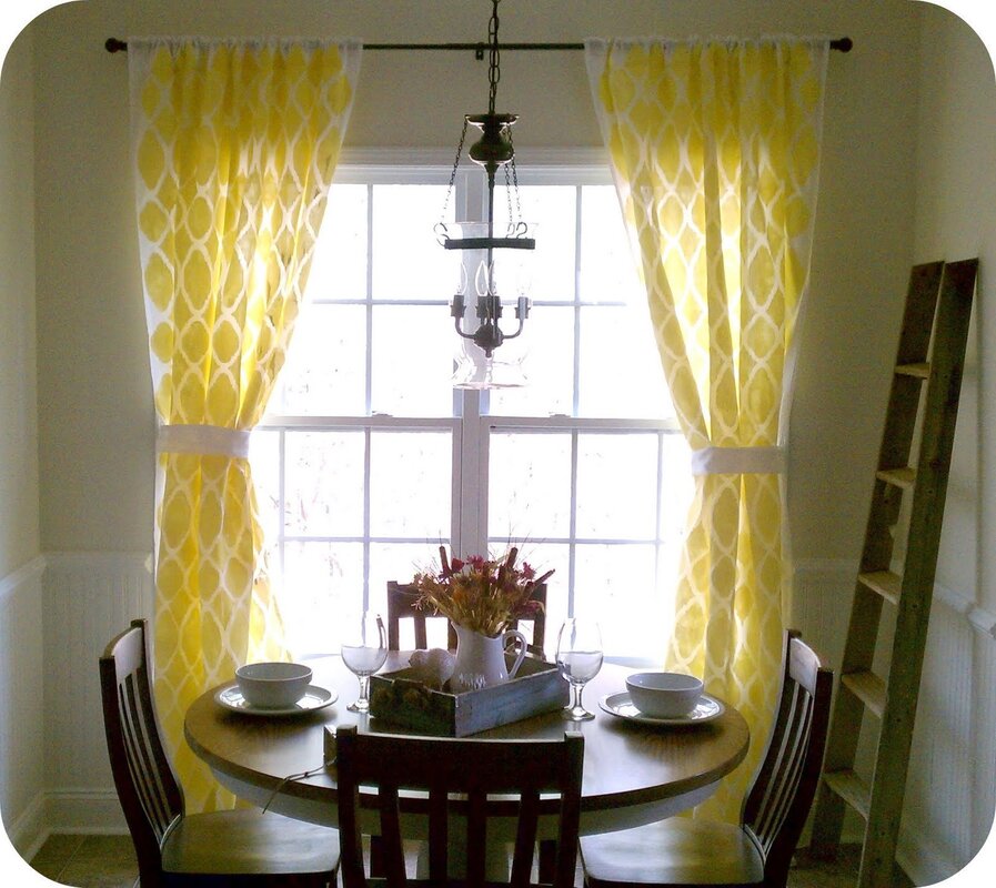 Mustard-colored curtains for the kitchen