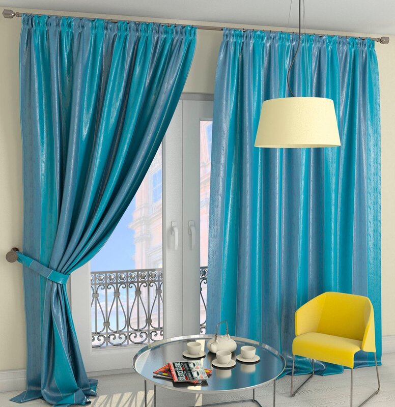 Gray-blue curtains for the kitchen