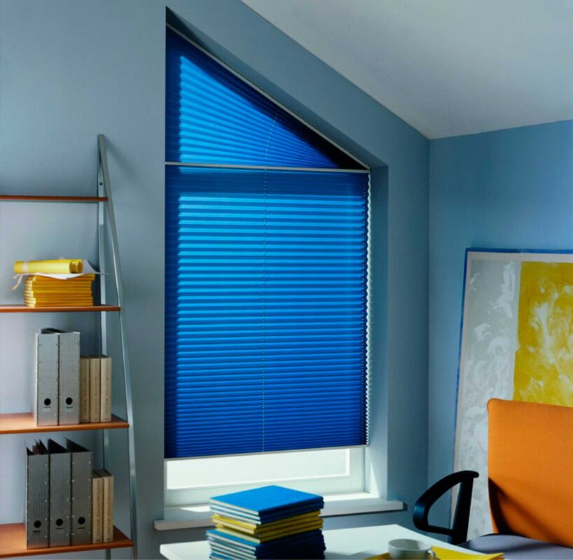 Pleated blinds for attic windows