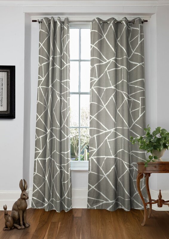 Curtains with a geometric pattern in the interior