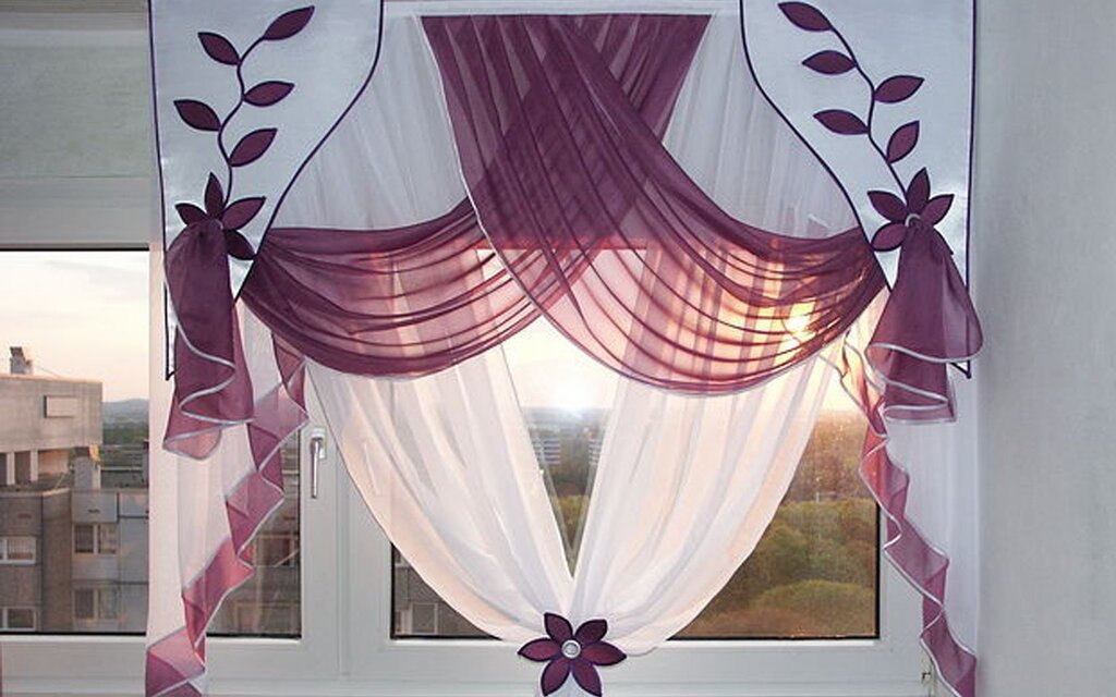 Curtains with a valance for the kitchen