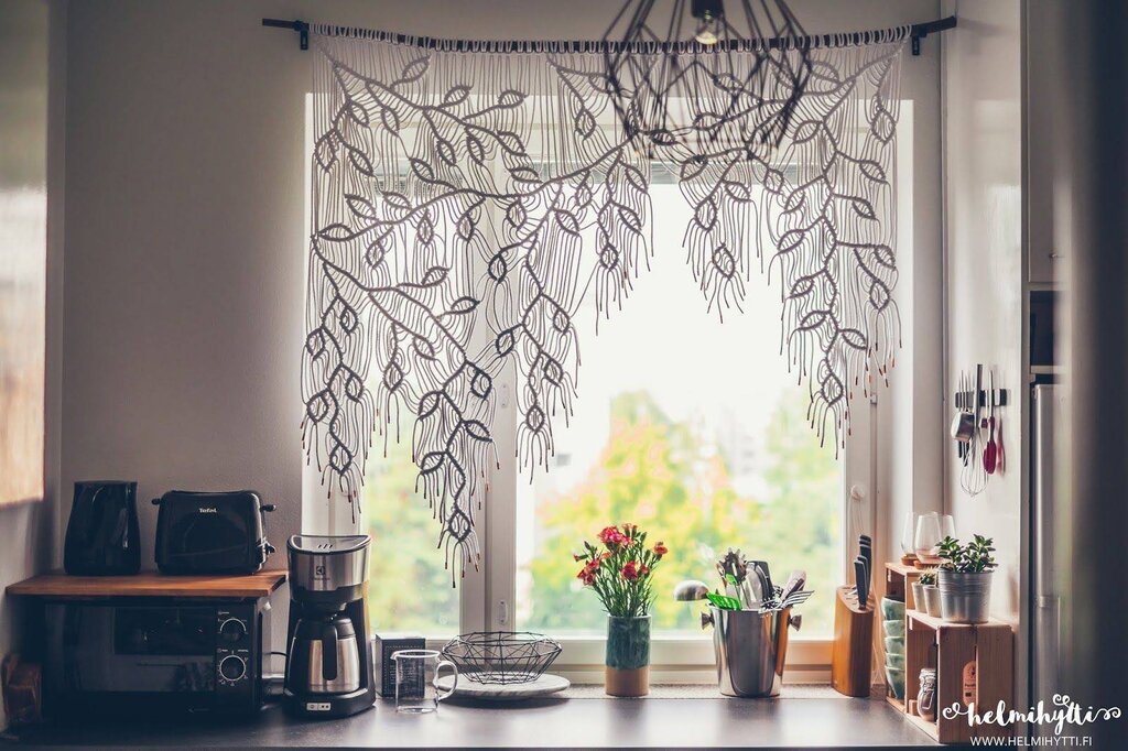 Curtains with leaves in the interior