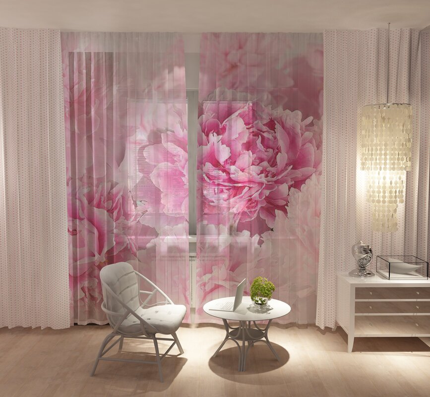 Curtains with peonies