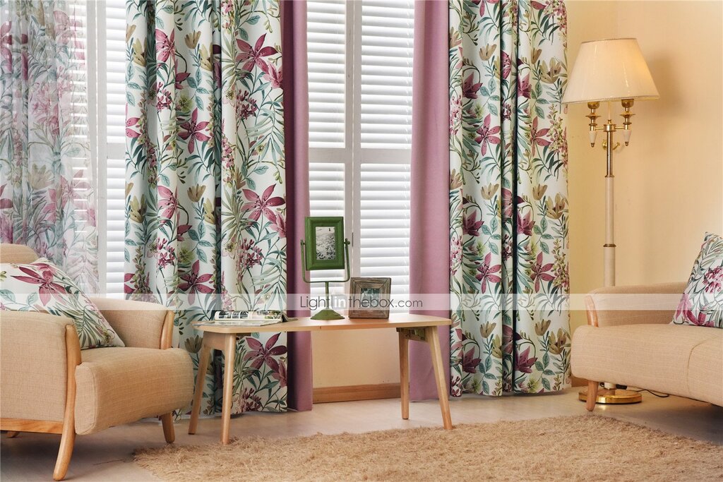 Curtains with a botanical print