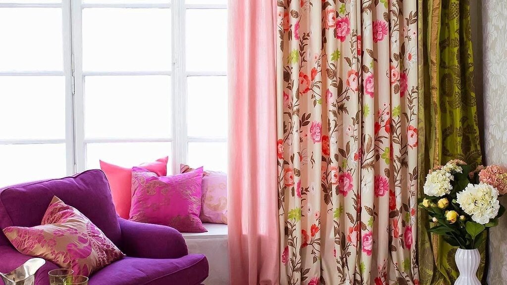 Floral print curtains