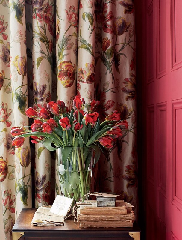 Curtains with a floral print for the living room