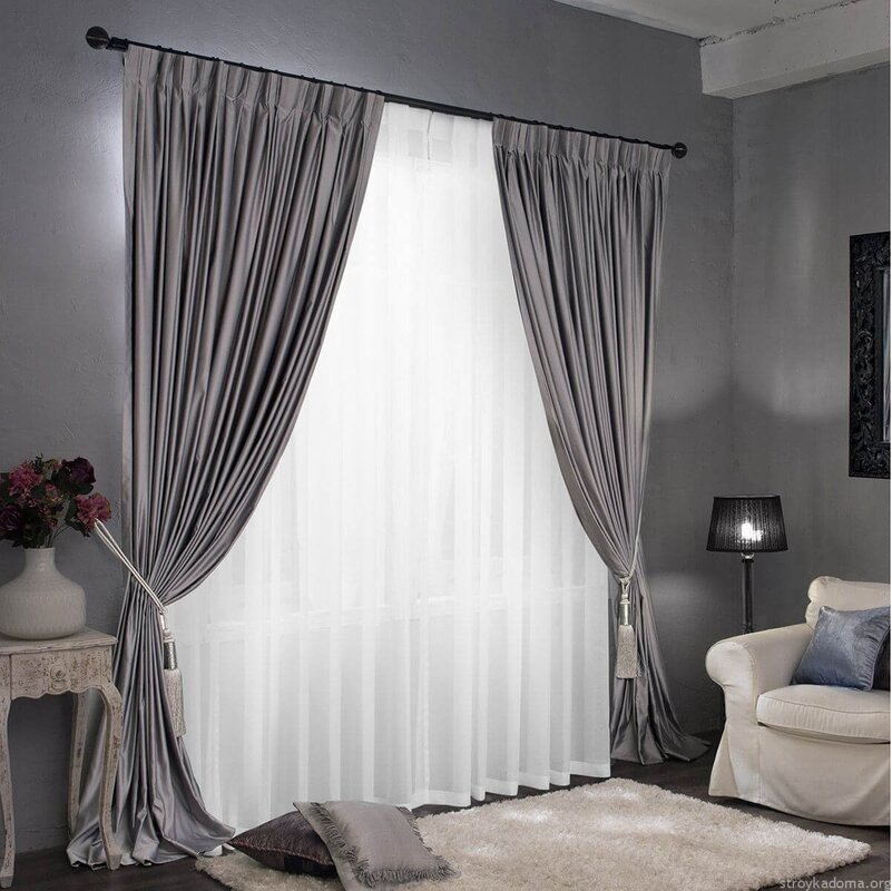 Silver-colored curtains