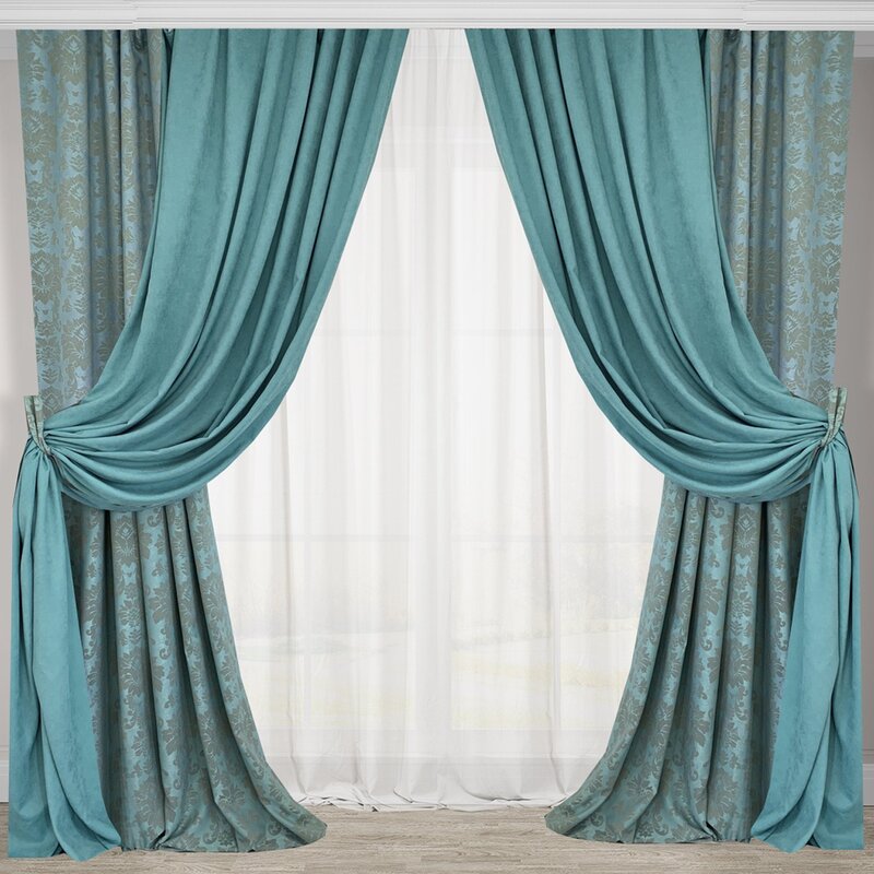 Sea wave-colored curtains