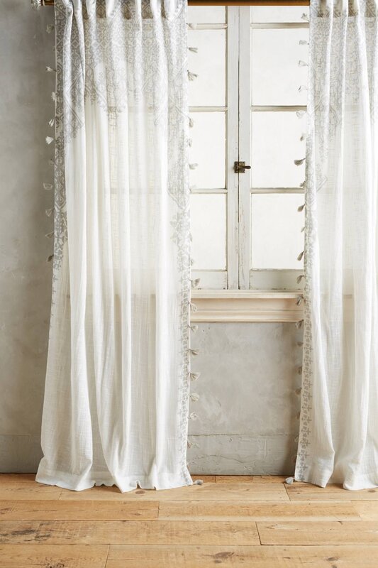 Curtains in a boho interior