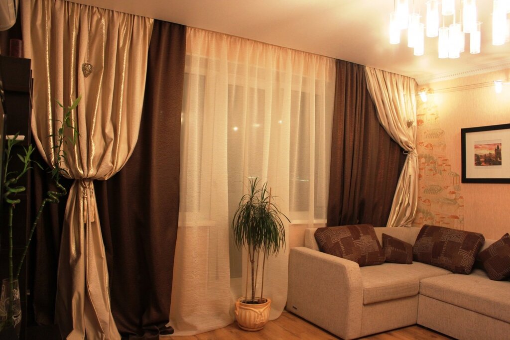 Chocolate-colored curtains for the living room