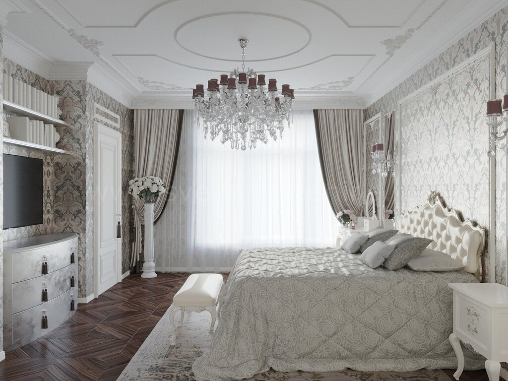 Curtains in a neoclassical interior