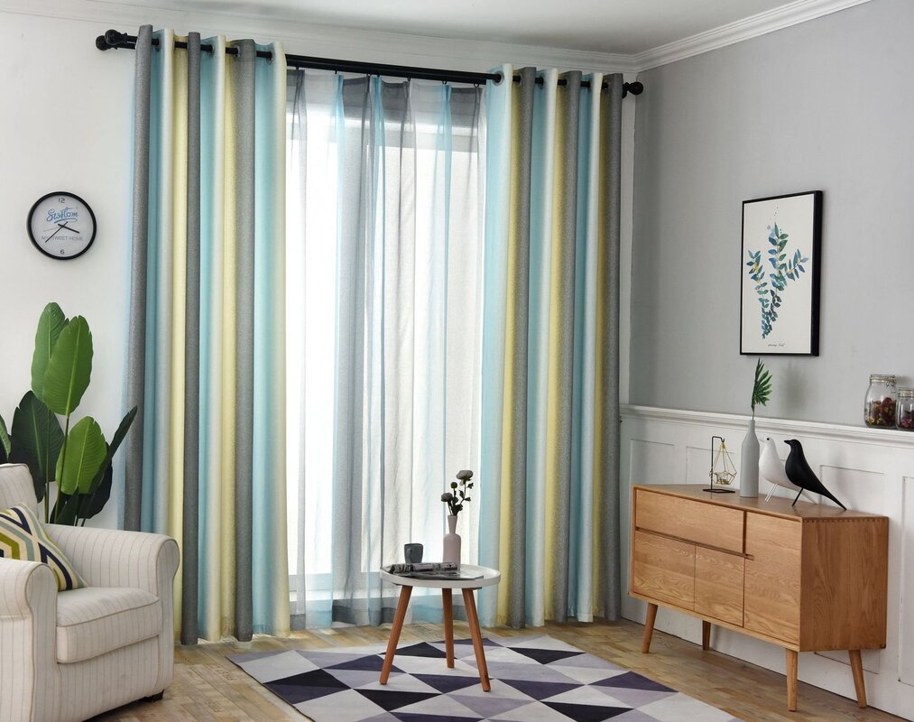 Striped curtains for the living room