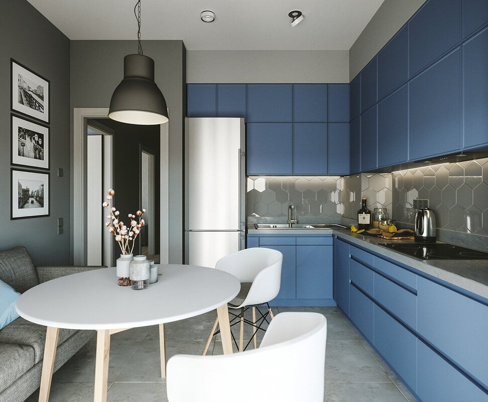 Blue-gray kitchen