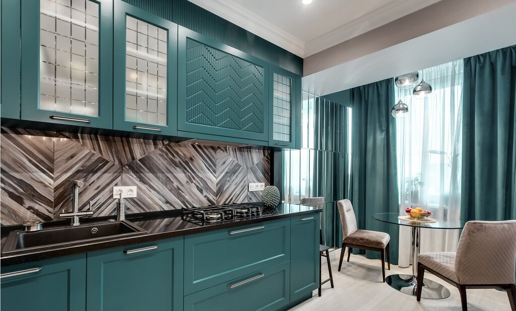 Blue-green kitchen