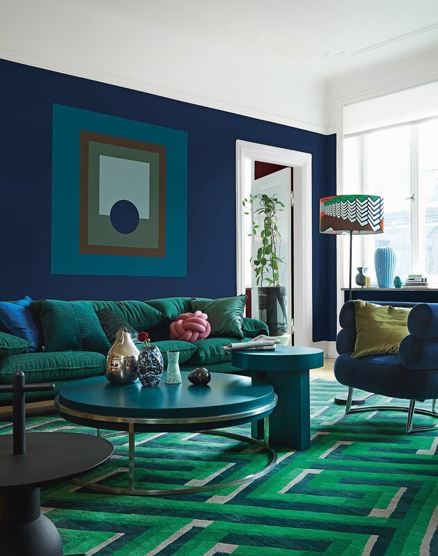 Blue-green color in the interior