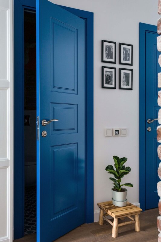 Blue doors in the apartment interior