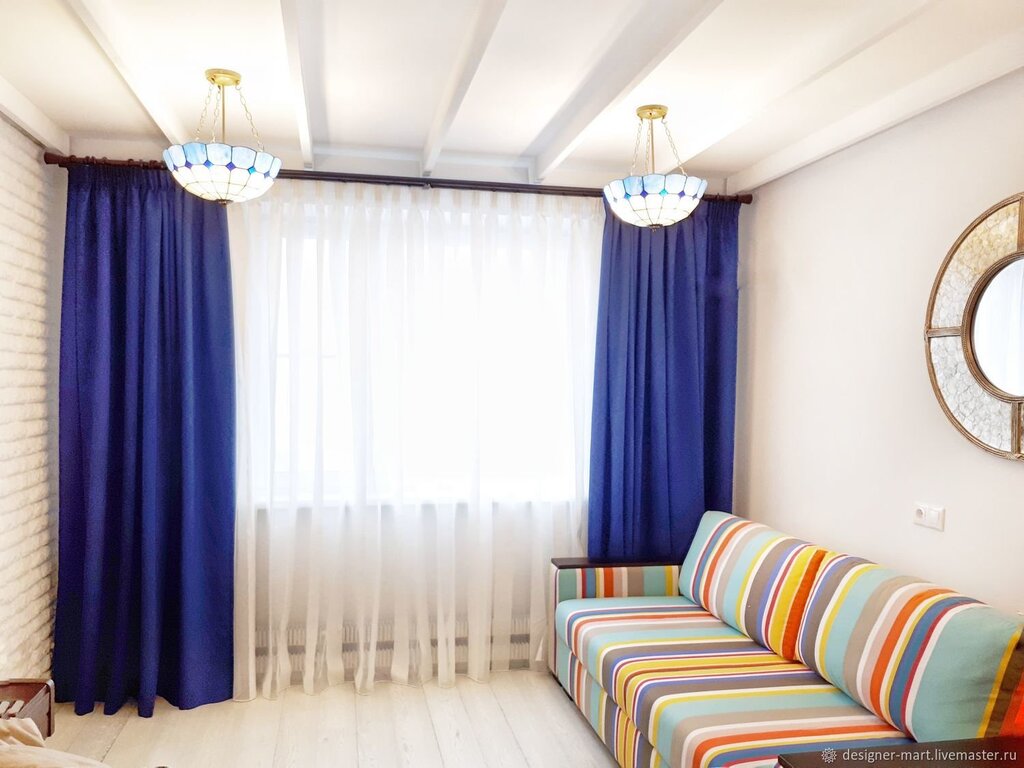 Blue curtains in the children's room