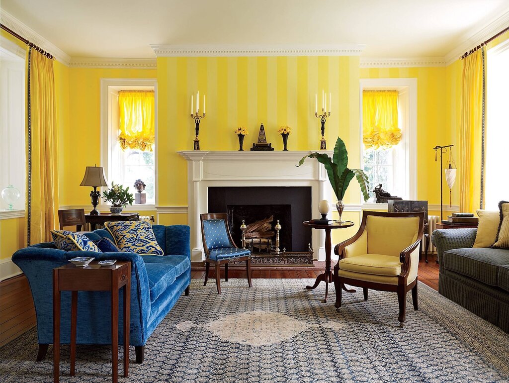 Blue and mustard in the interior