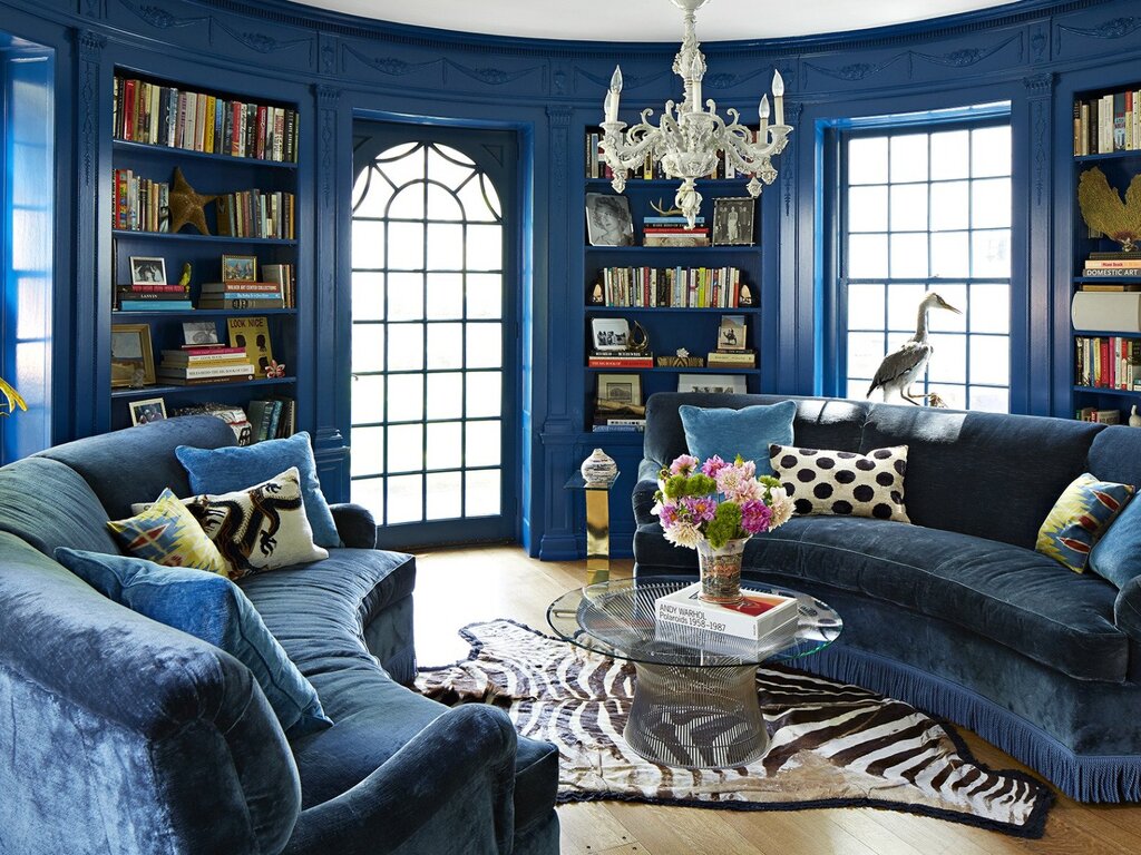 Blue living room interior