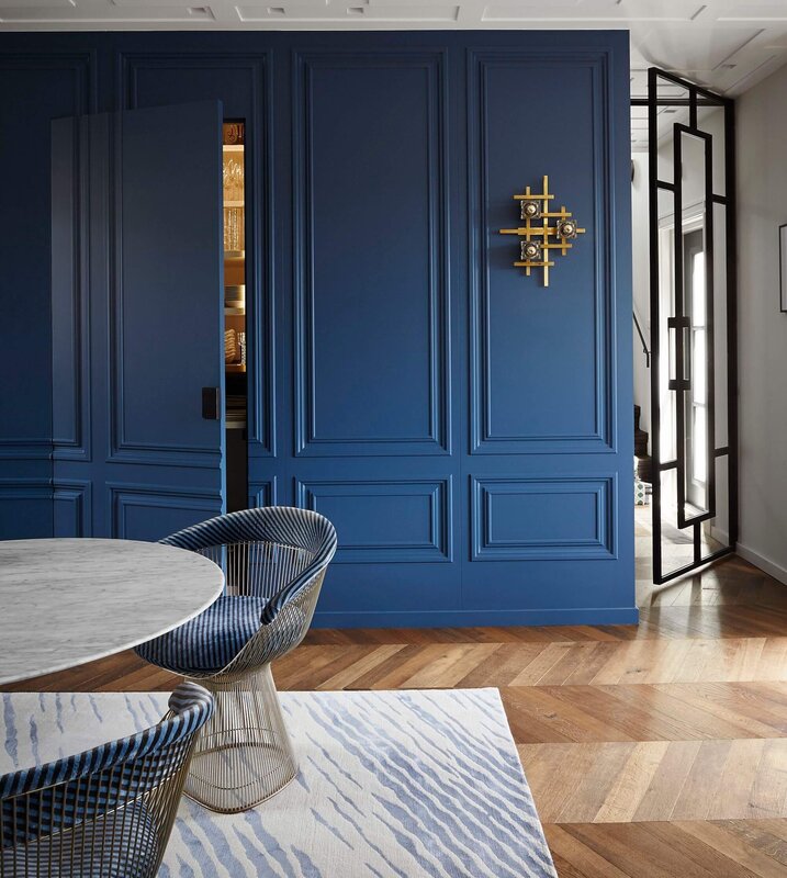 Blue wardrobe in the interior