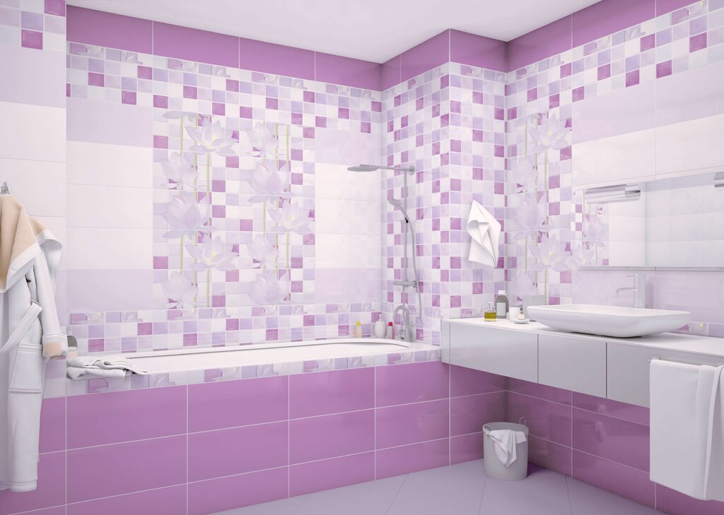 Lilac bathroom tile