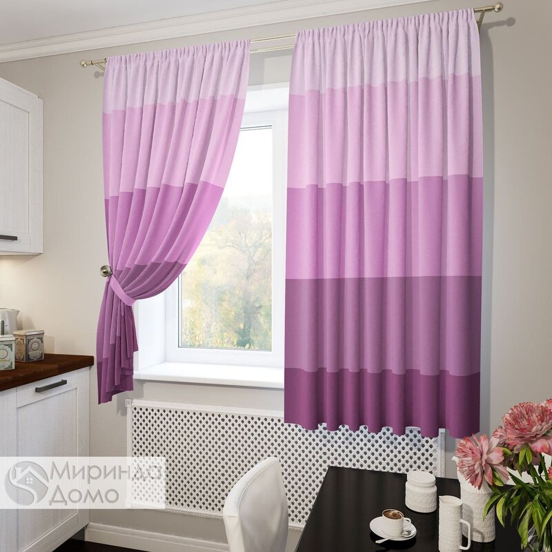 Lilac curtains for the kitchen