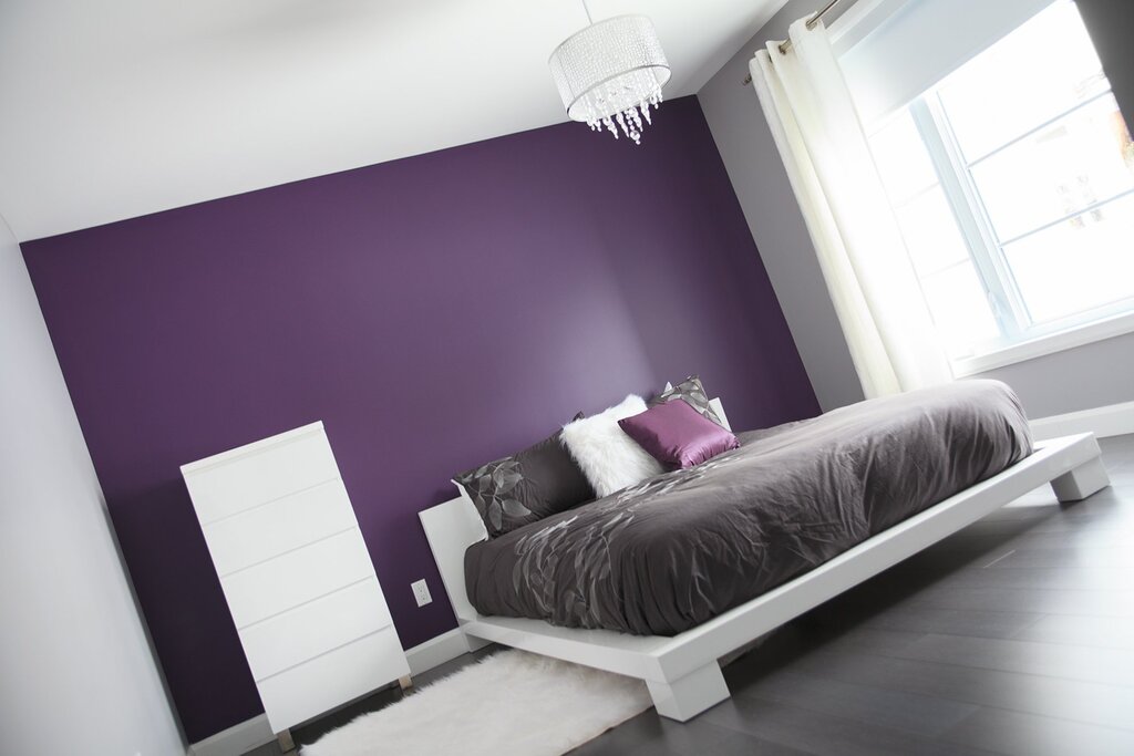 Lilac walls in the interior