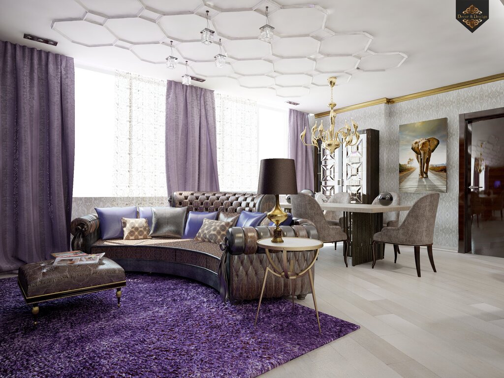 Lilac carpet in the interior