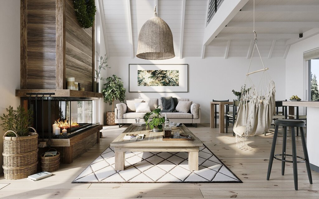 Scandinavian style in the interior of a country house