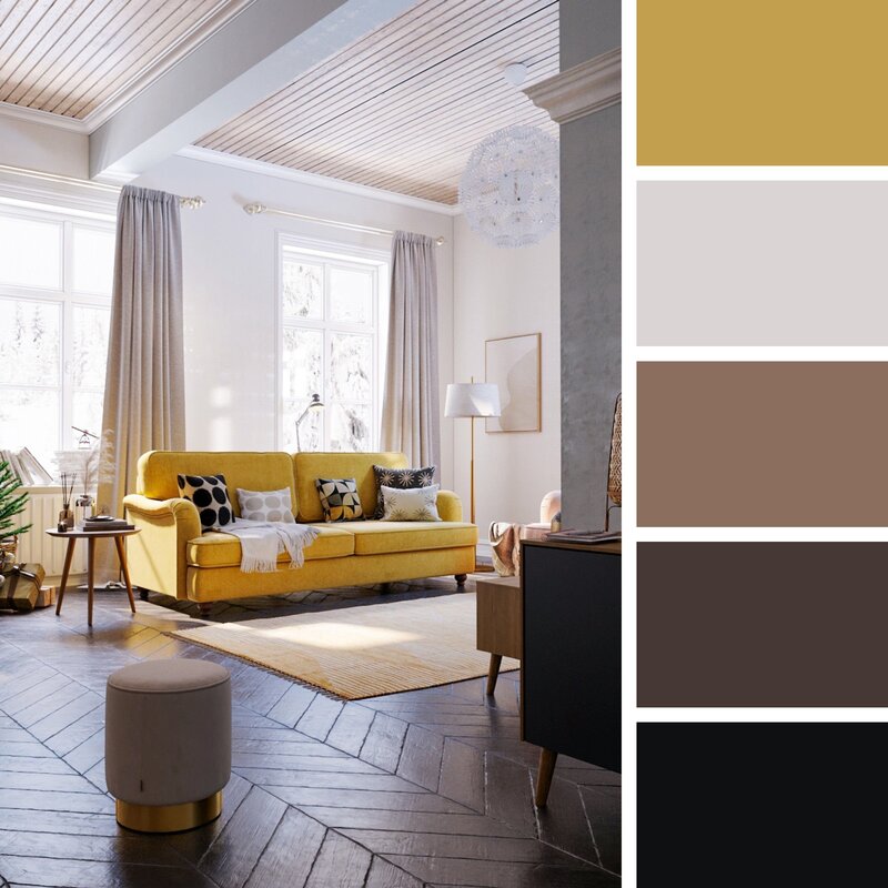 The combination of beige and yellow in the interior