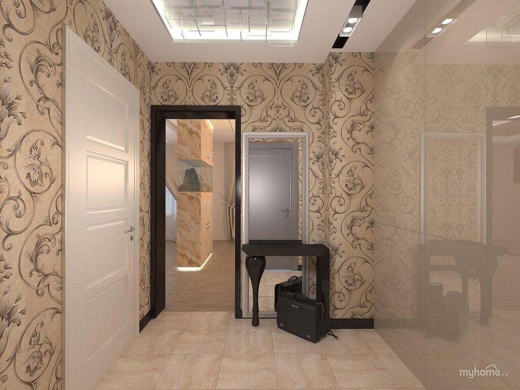 Combination of wallpapers in the hallway