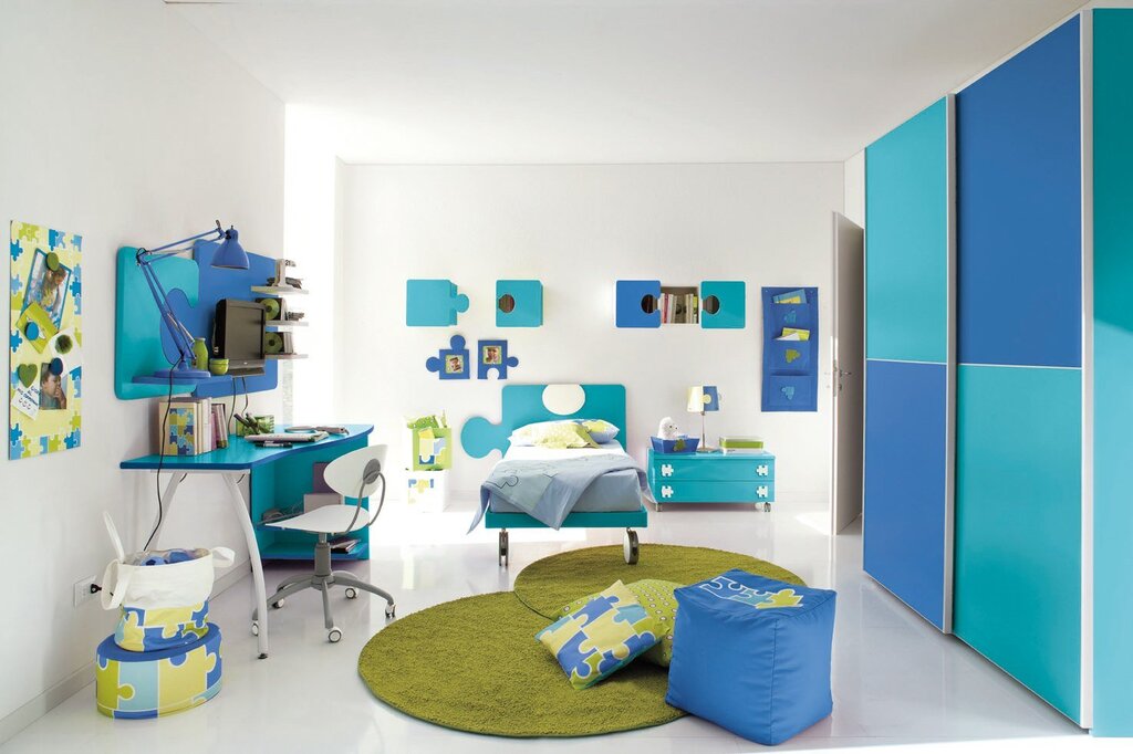 The combination of colors in the interior of a children's room