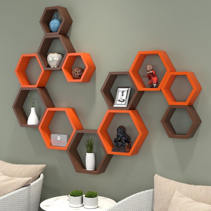 Honeycombs on the wall in the interior