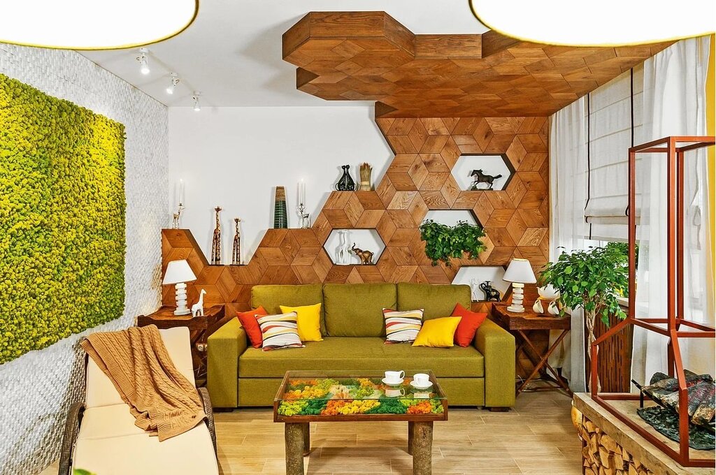 Honeycombs in the living room interior