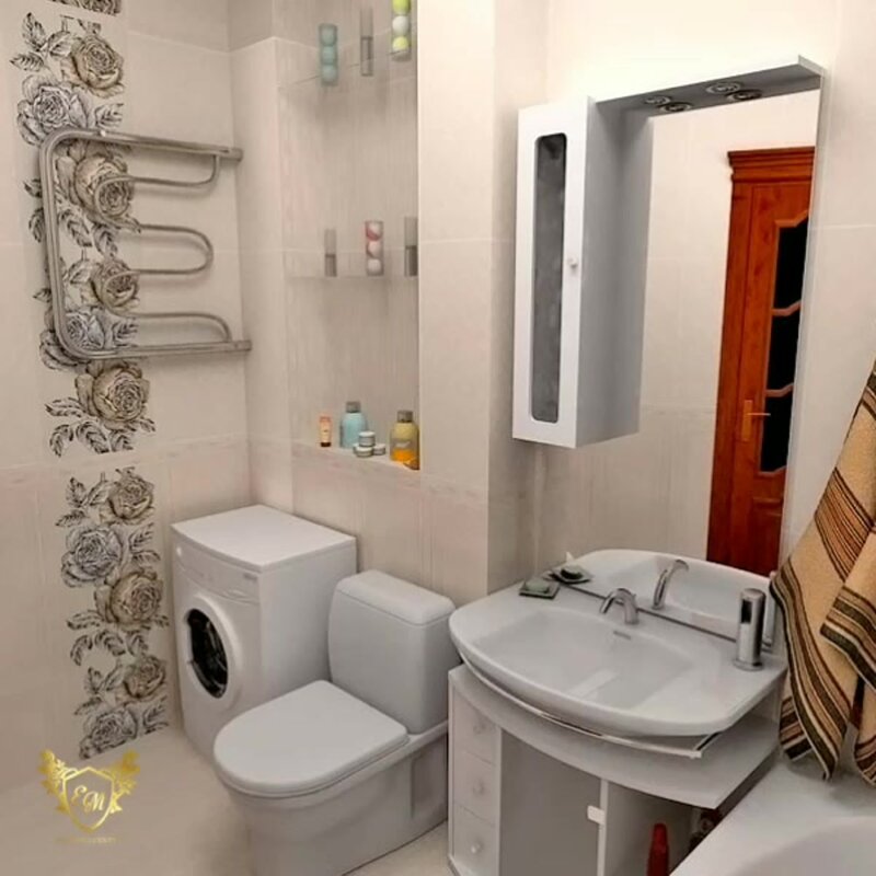 Combined bathroom in a Khrushchyovka