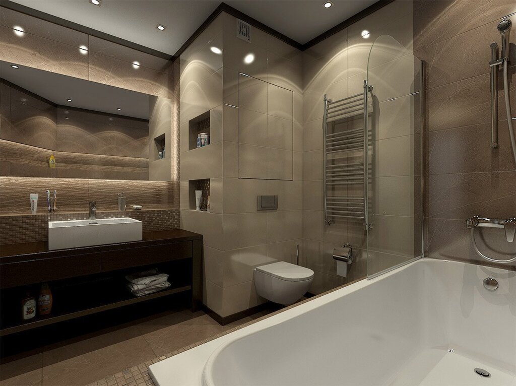 Combined bathroom with a bathtub 19 фото