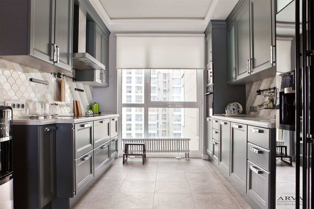 Modern white and gray kitchen