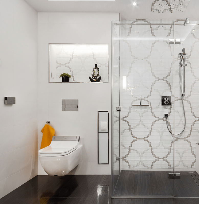 A modern bathroom with a shower 25 фото