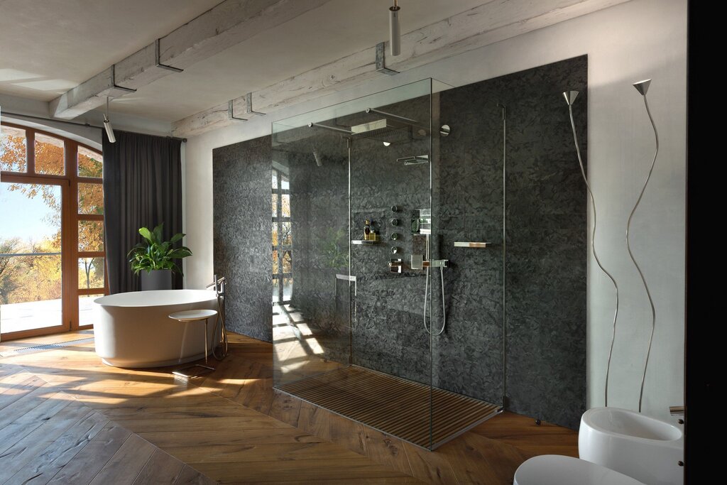 Modern bathroom with a shower