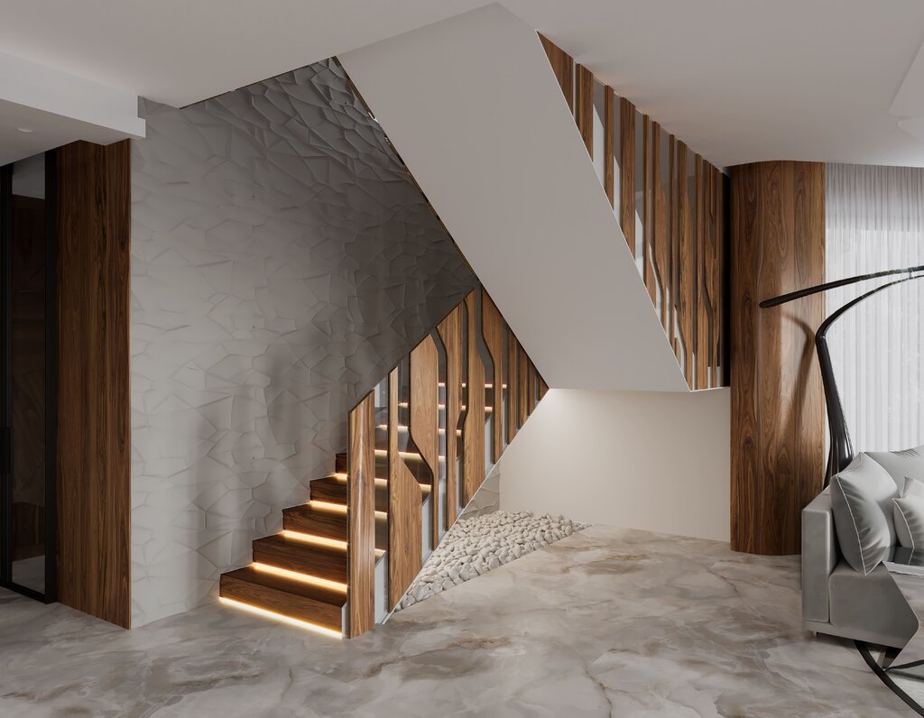 Modern wooden stairs