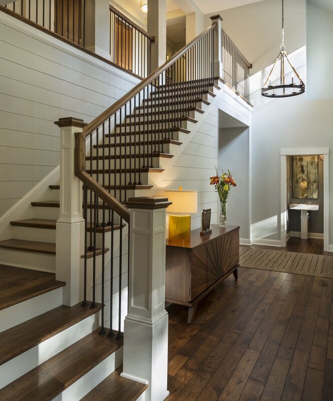 Modern staircases to the second floor