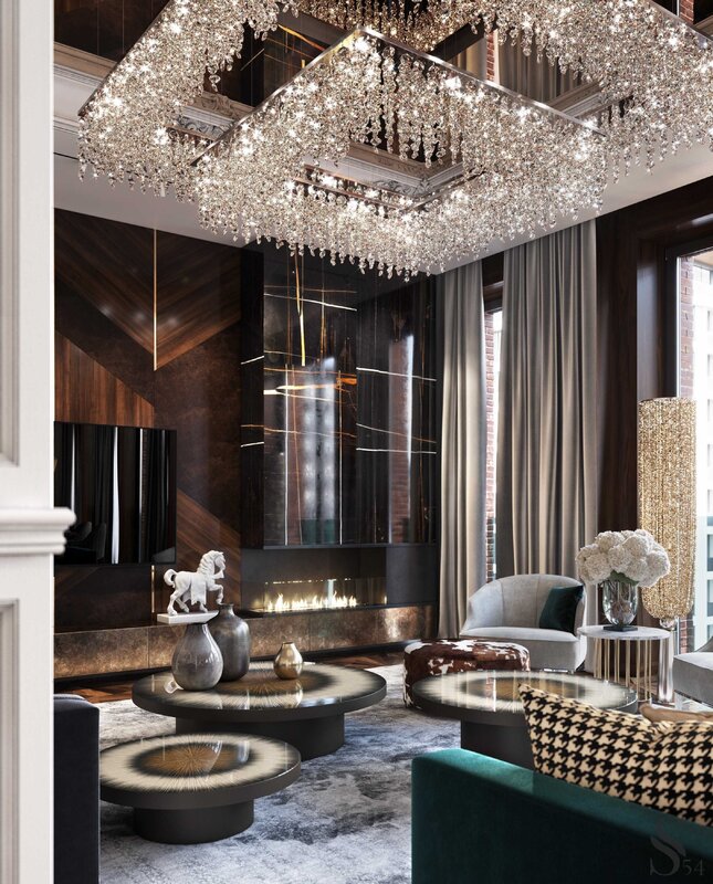 Modern chandeliers in the interior