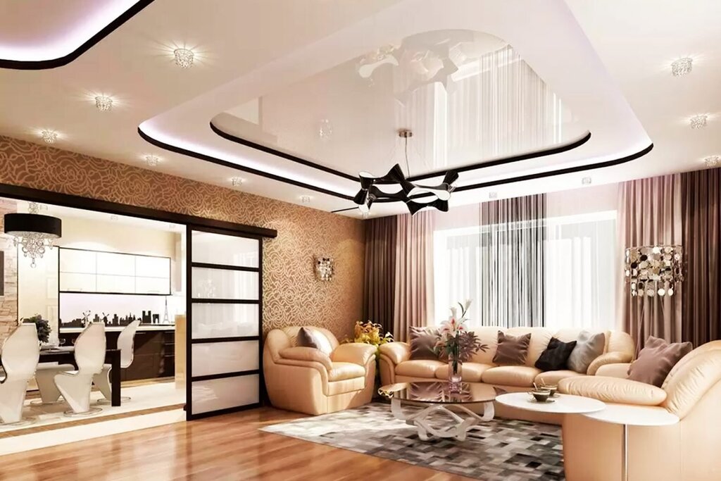 Modern ceiling design in the living room