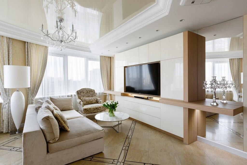 Modern living room interior in light colors