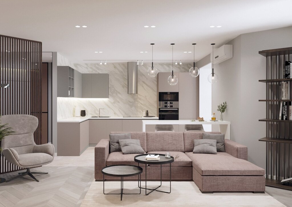 Modern kitchen-living room interior