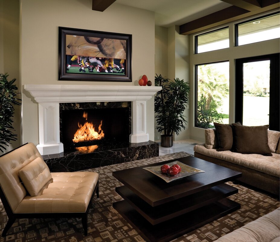 A modern fireplace in the house