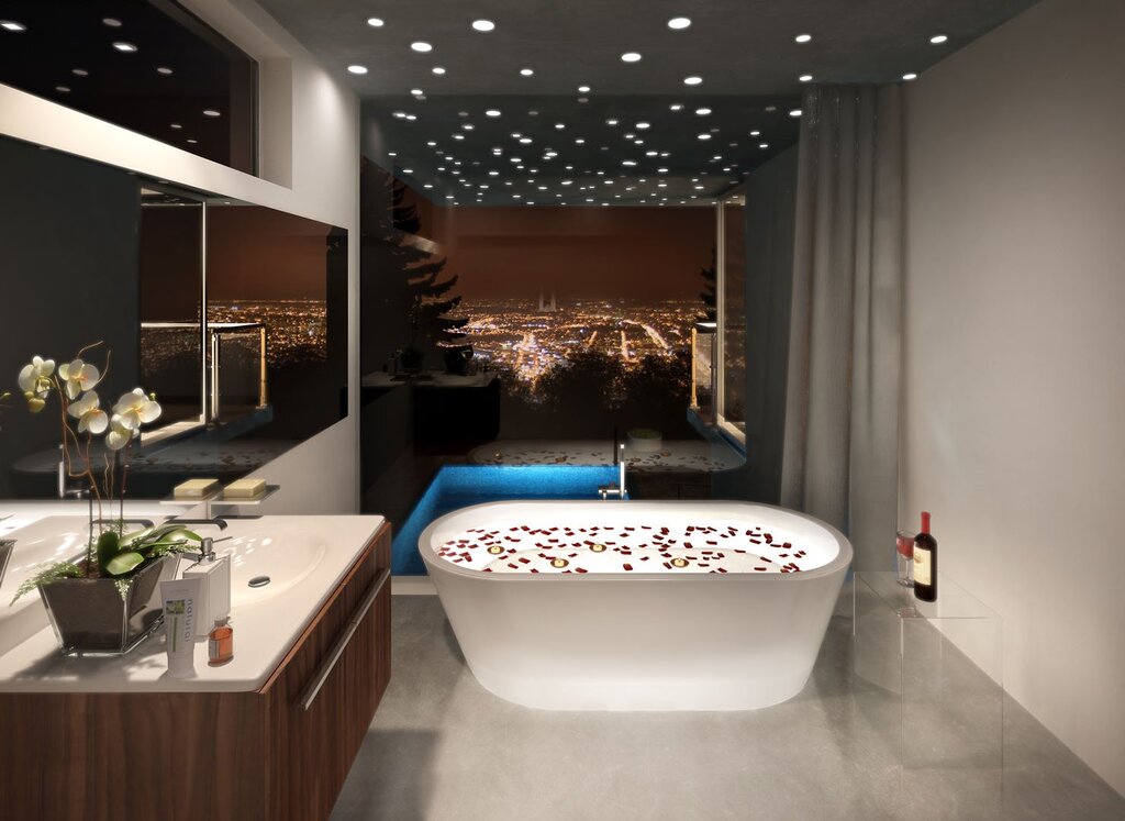 Modern ceiling in the bathroom