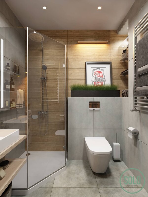 Modern bathroom with a shower 15 фото