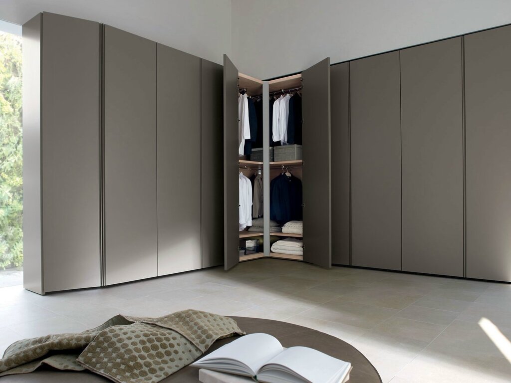 Modern corner wardrobe for the bedroom