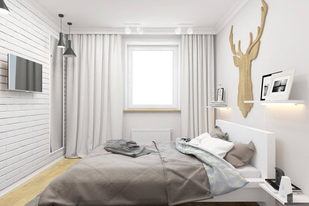 A bedroom in Scandinavian style